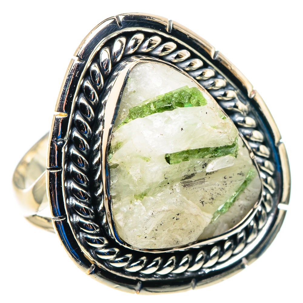 Green Tourmaline In Quartz Rings handcrafted by Ana Silver Co - RING93021