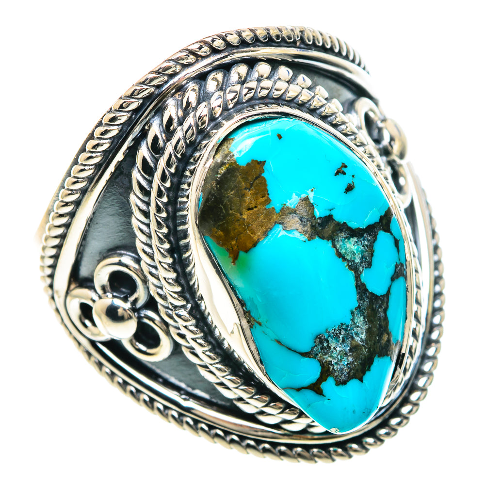 Tibetan Turquoise Rings handcrafted by Ana Silver Co - RING93049