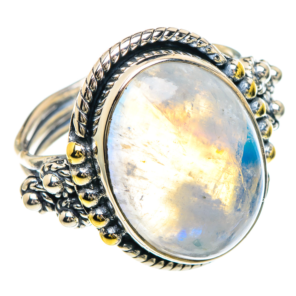 Rainbow Moonstone Rings handcrafted by Ana Silver Co - RING93063