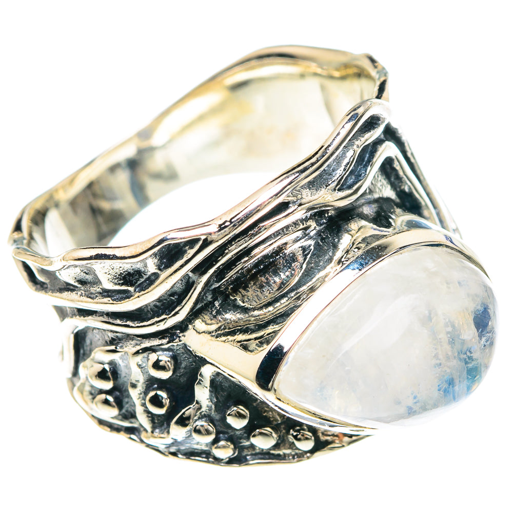 Rainbow Moonstone Rings handcrafted by Ana Silver Co - RING93064
