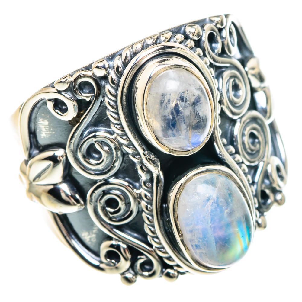 Rainbow Moonstone Rings handcrafted by Ana Silver Co - RING93094