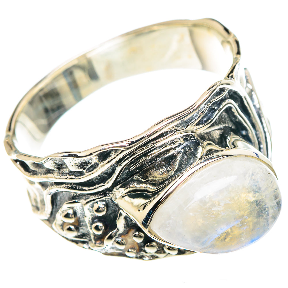 Rainbow Moonstone Rings handcrafted by Ana Silver Co - RING93133