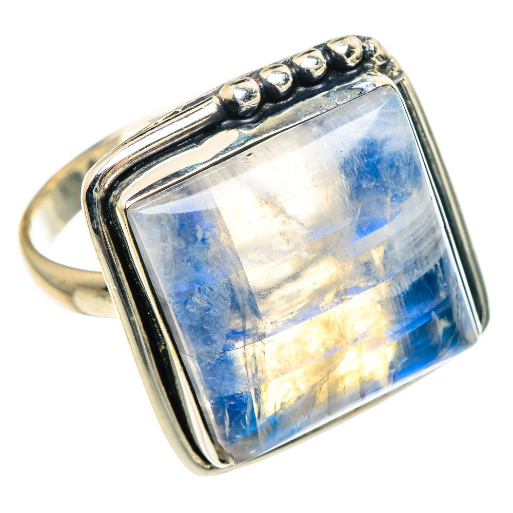 Rainbow Moonstone Rings handcrafted by Ana Silver Co - RING93168