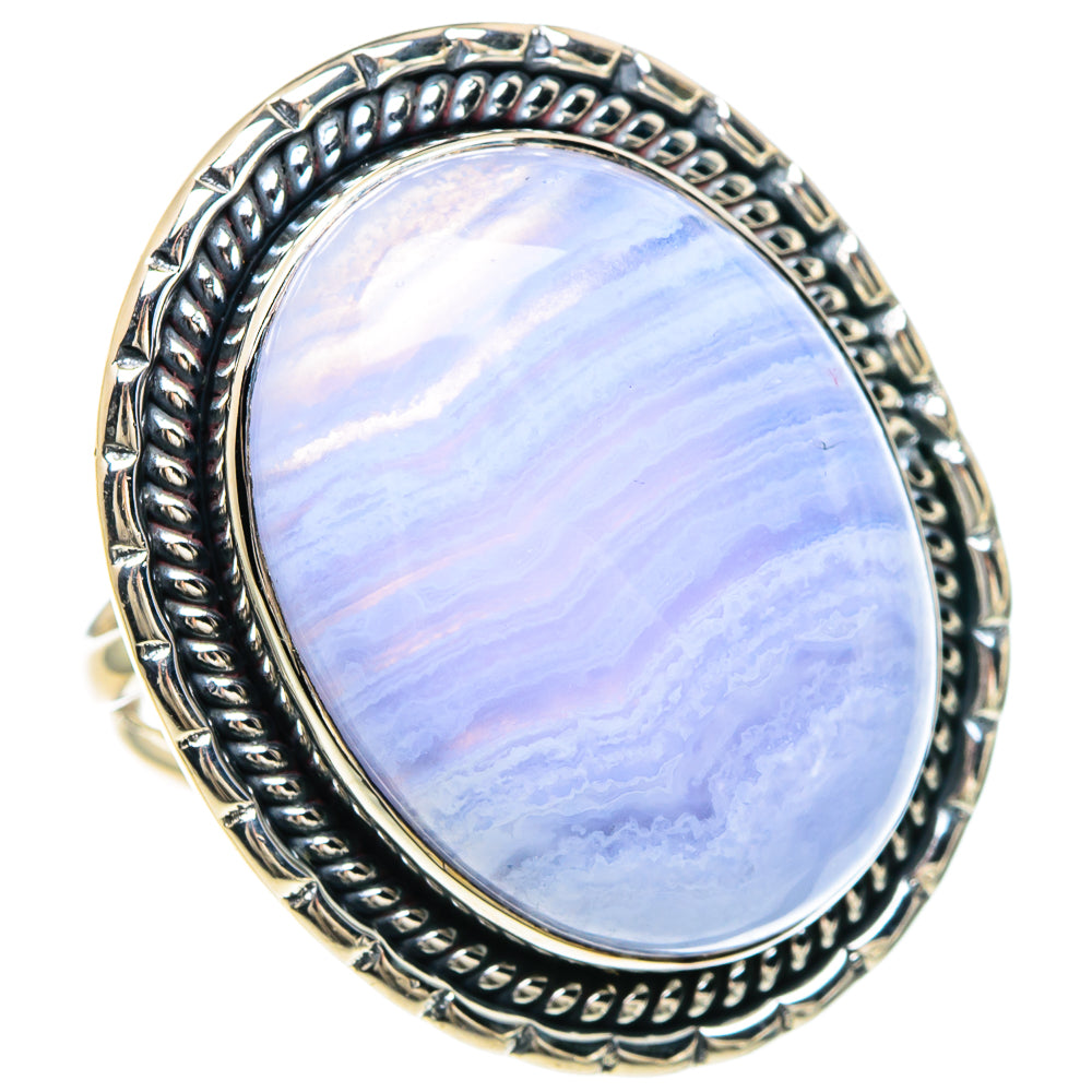 Blue Lace Agate Rings handcrafted by Ana Silver Co - RING93169
