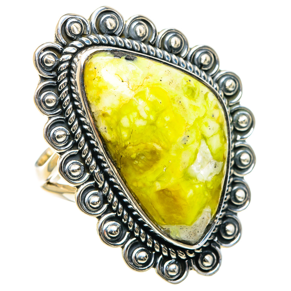 African Green Opal Rings handcrafted by Ana Silver Co - RING93175 - Photo 2