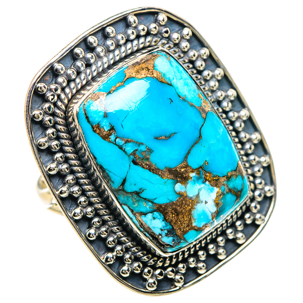 Blue Copper Composite Turquoise Rings handcrafted by Ana Silver Co - RING93179