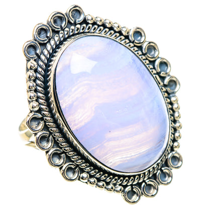 Blue Lace Agate Rings handcrafted by Ana Silver Co - RING93196