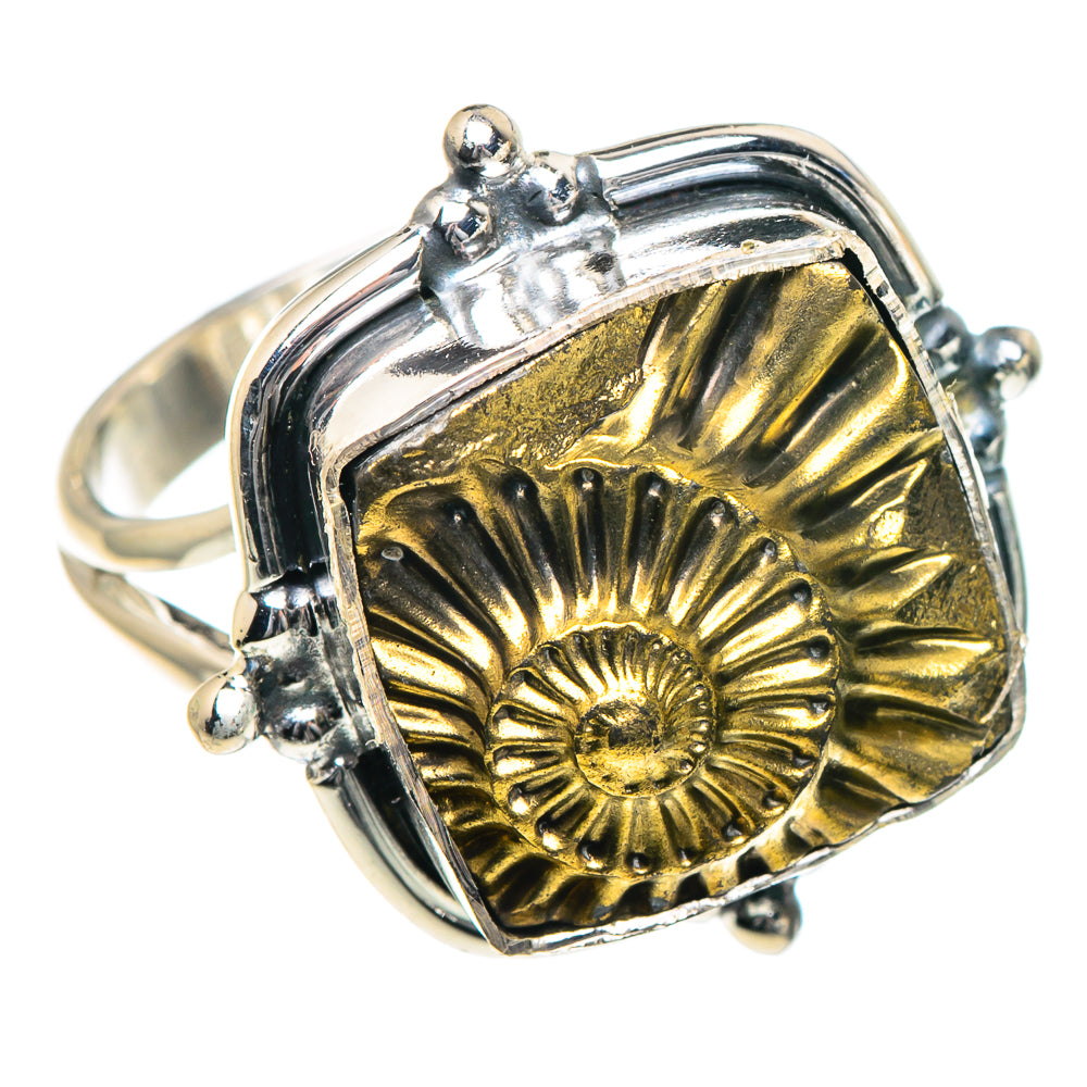 Pyrite Fossil Rings handcrafted by Ana Silver Co - RING93334