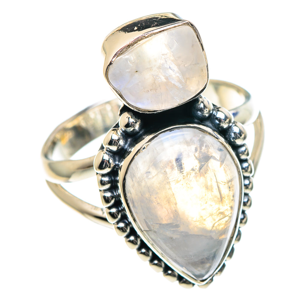 Rainbow Moonstone Rings handcrafted by Ana Silver Co - RING93337