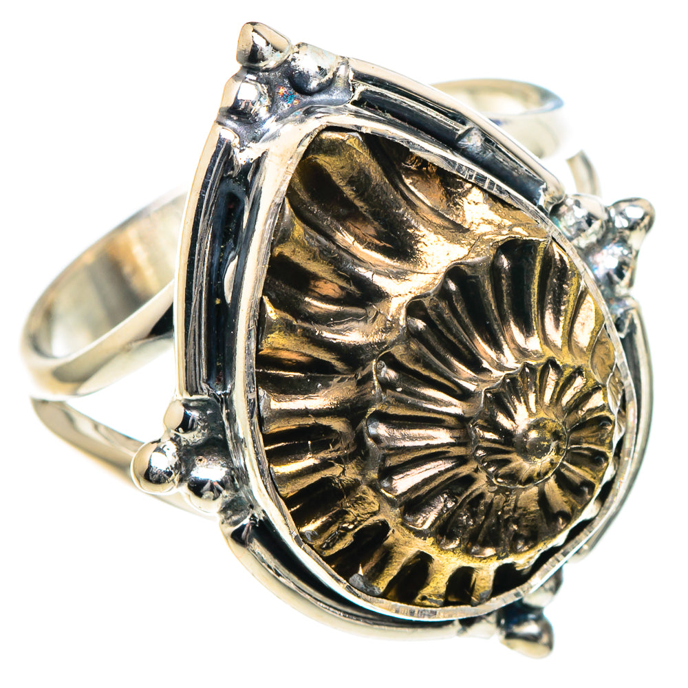Pyrite Fossil Rings handcrafted by Ana Silver Co - RING93372