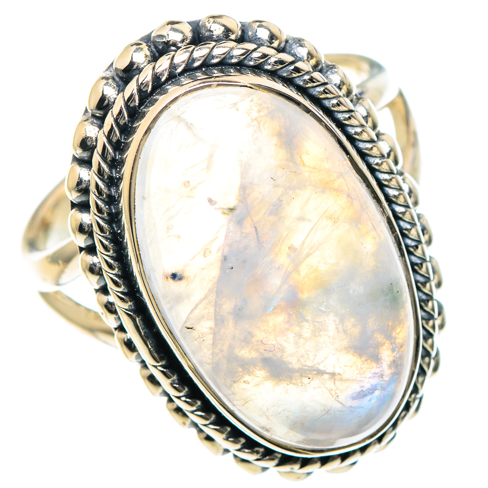 Rainbow Moonstone Rings handcrafted by Ana Silver Co - RING93373