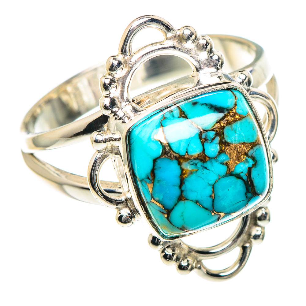 Blue Copper Composite Turquoise Rings handcrafted by Ana Silver Co - RING93430