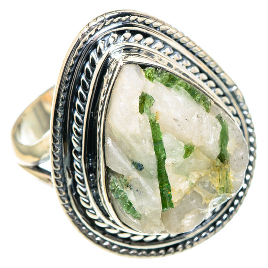 Green Tourmaline In Quartz Rings handcrafted by Ana Silver Co - RING93445