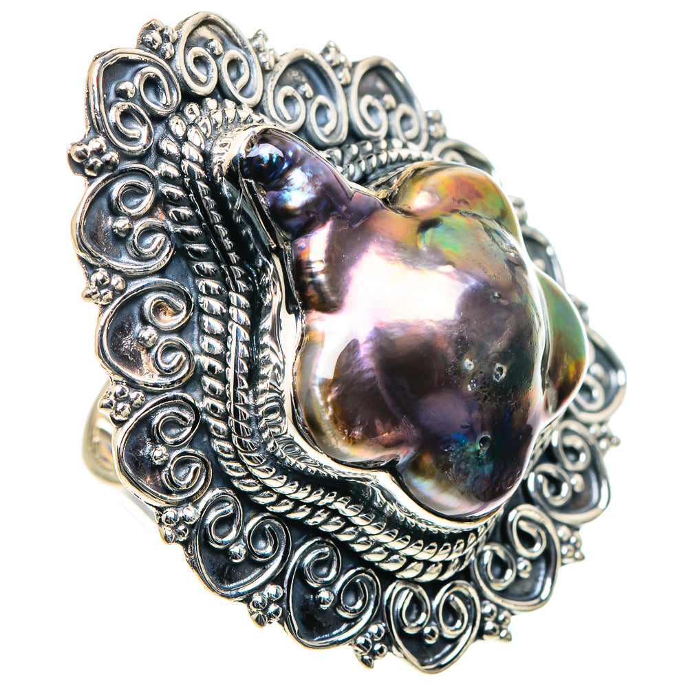 Titanium Mother Of Pearl Rings handcrafted by Ana Silver Co - RING93458