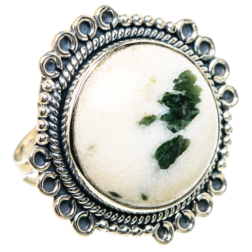 Green Tourmaline In Quartz Rings handcrafted by Ana Silver Co - RING93466