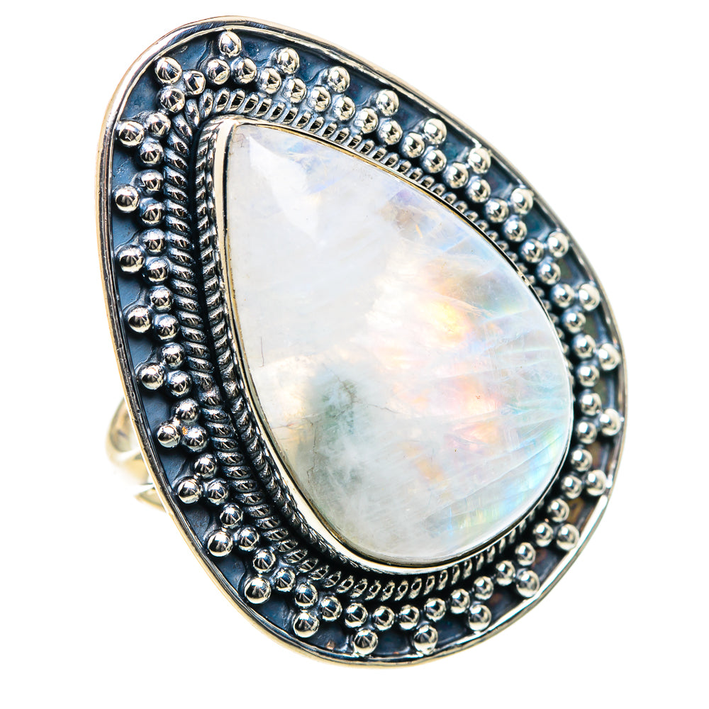 Rainbow Moonstone Rings handcrafted by Ana Silver Co - RING93468