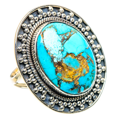 Blue Copper Composite Turquoise Rings handcrafted by Ana Silver Co - RING93475