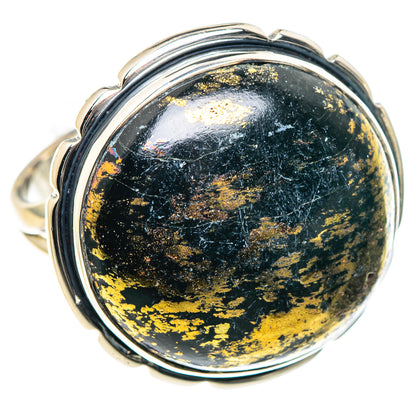 Pyrite In Black Onyx Rings handcrafted by Ana Silver Co - RING93499