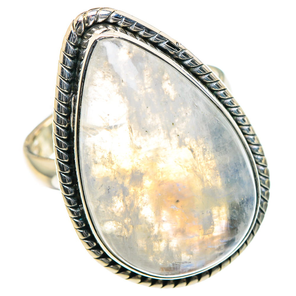 Rainbow Moonstone Rings handcrafted by Ana Silver Co - RING93504