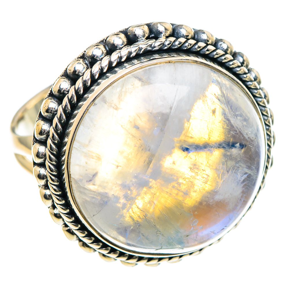 Rainbow Moonstone Rings handcrafted by Ana Silver Co - RING93505