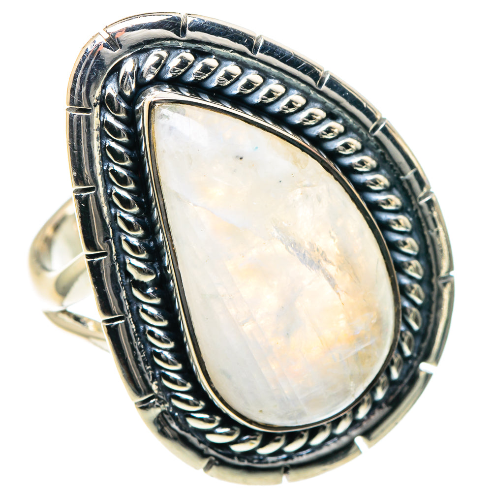 Rainbow Moonstone Rings handcrafted by Ana Silver Co - RING93556