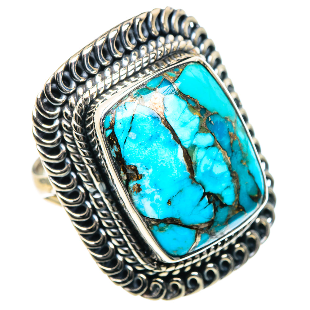 Blue Copper Composite Turquoise Rings handcrafted by Ana Silver Co - RING93590