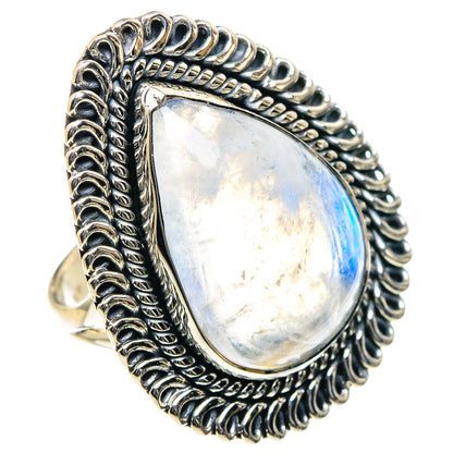 Rainbow Moonstone Rings handcrafted by Ana Silver Co - RING93622