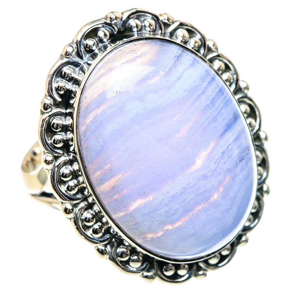 Blue Lace Agate Rings handcrafted by Ana Silver Co - RING93626