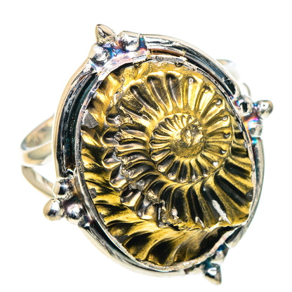 Pyrite Fossil Rings handcrafted by Ana Silver Co - RING93678
