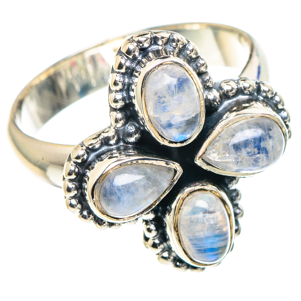 Rainbow Moonstone Rings handcrafted by Ana Silver Co - RING93682
