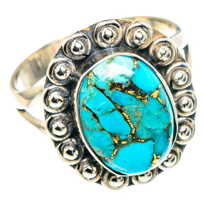 Blue Copper Composite Turquoise Rings handcrafted by Ana Silver Co - RING93689