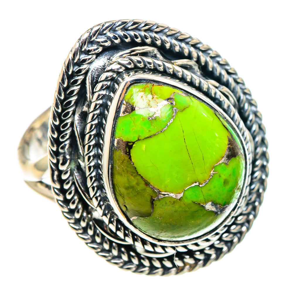 Green Copper Composite Turquoise Rings handcrafted by Ana Silver Co - RING93693