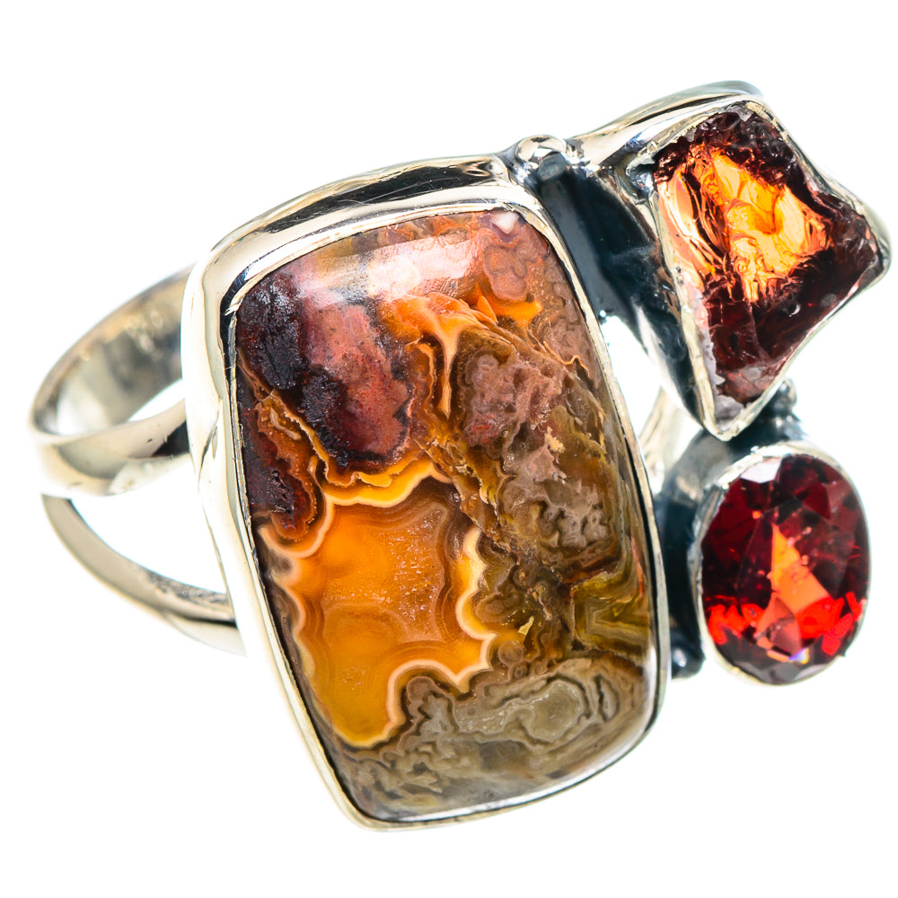 Crazy Lace Agate Rings handcrafted by Ana Silver Co - RING93695