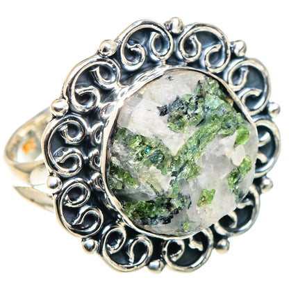 Green Tourmaline In Quartz Rings handcrafted by Ana Silver Co - RING93721