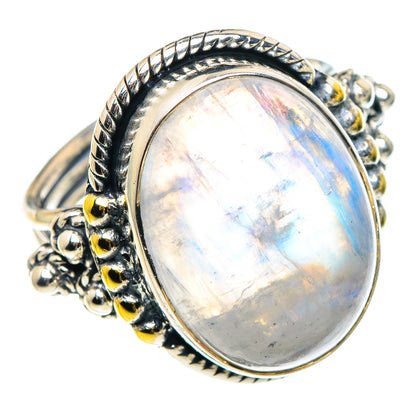 Rainbow Moonstone Rings handcrafted by Ana Silver Co - RING93735