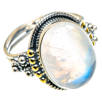 Rainbow Moonstone Rings handcrafted by Ana Silver Co - RING93756
