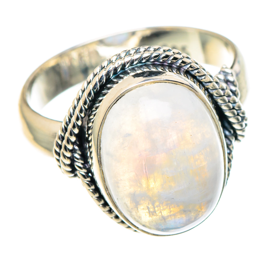 Rainbow Moonstone Rings handcrafted by Ana Silver Co - RING93757