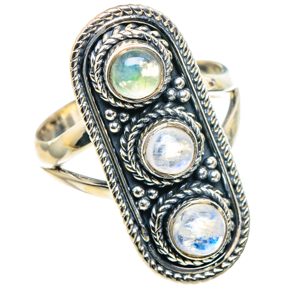 Rainbow Moonstone Rings handcrafted by Ana Silver Co - RING93759