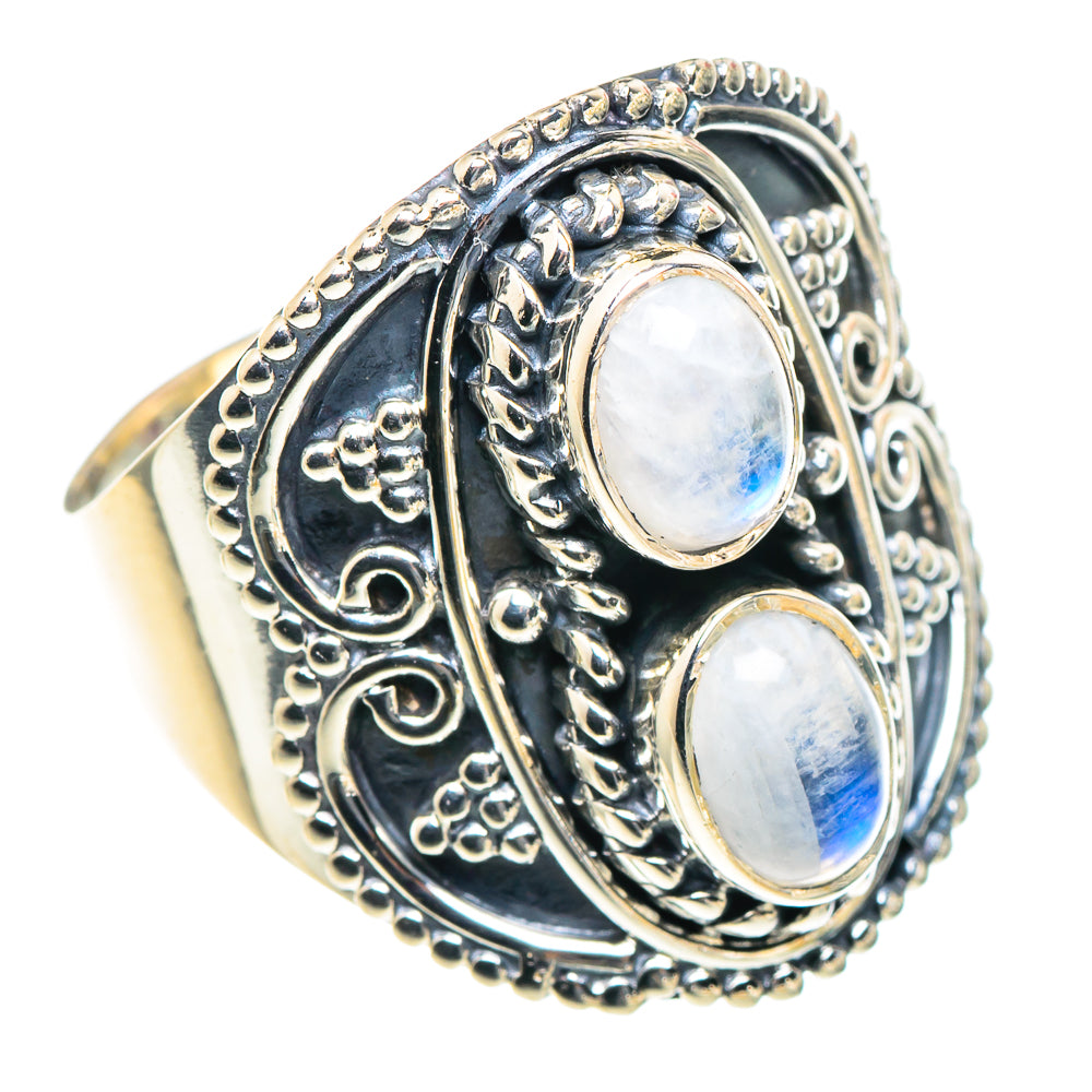 Rainbow Moonstone Rings handcrafted by Ana Silver Co - RING93796