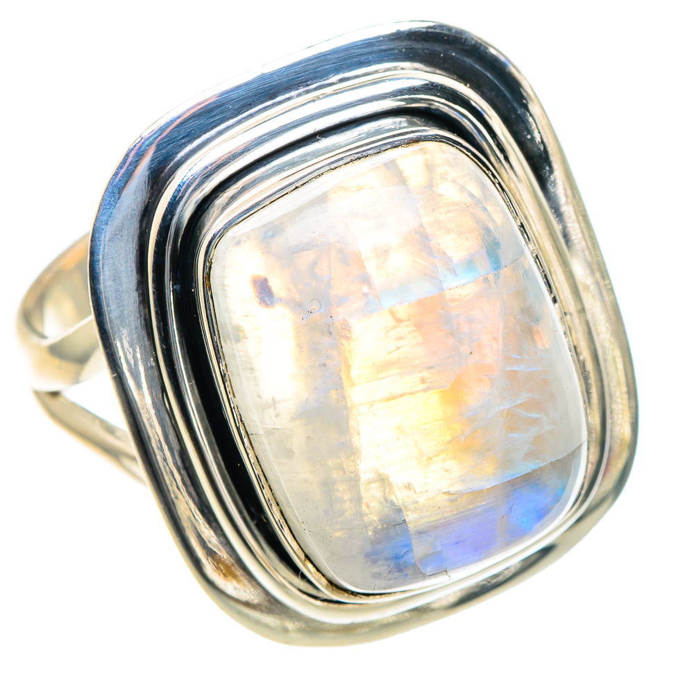 Rainbow Moonstone Rings handcrafted by Ana Silver Co - RING93798