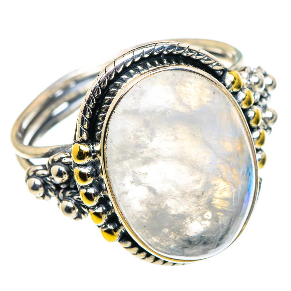 Rainbow Moonstone Rings handcrafted by Ana Silver Co - RING93799