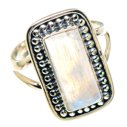 Rainbow Moonstone Rings handcrafted by Ana Silver Co - RING93817