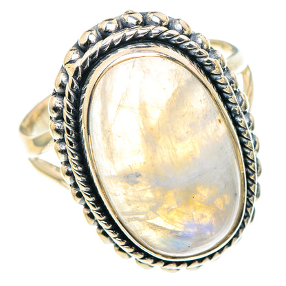 Rainbow Moonstone Rings handcrafted by Ana Silver Co - RING93818