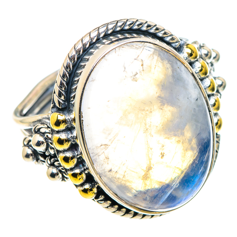 Rainbow Moonstone Rings handcrafted by Ana Silver Co - RING93819