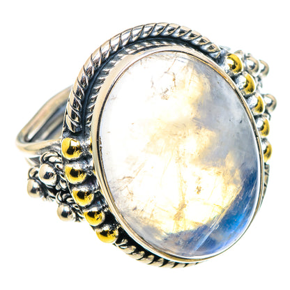 Rainbow Moonstone Rings handcrafted by Ana Silver Co - RING93819