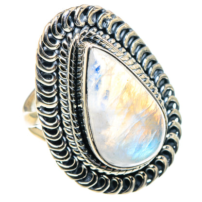 Rainbow Moonstone Rings handcrafted by Ana Silver Co - RING93822