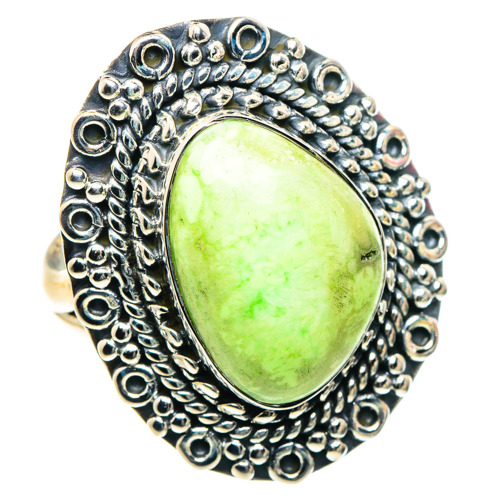 Lemon Chrysoprase Rings handcrafted by Ana Silver Co - RING93828 - Photo 2