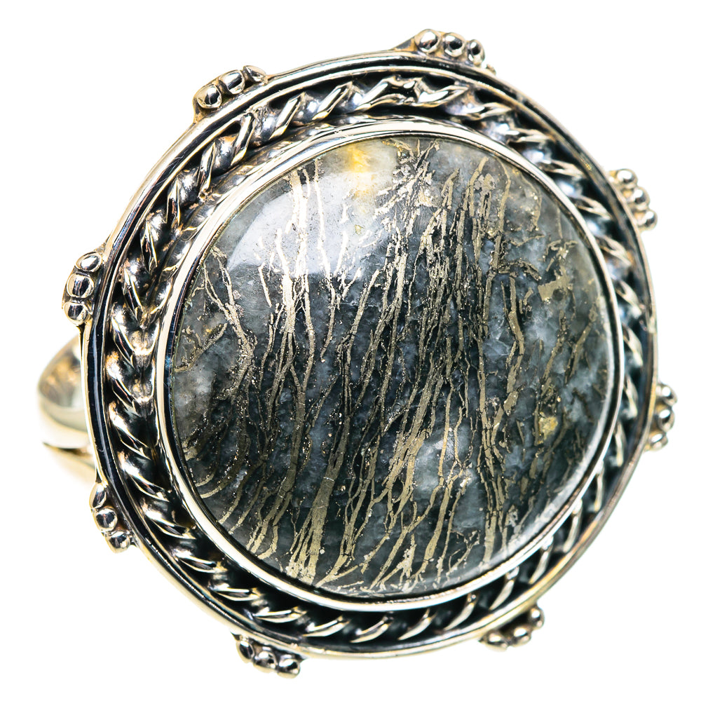 Pyrite Agate Rings handcrafted by Ana Silver Co - RING93857