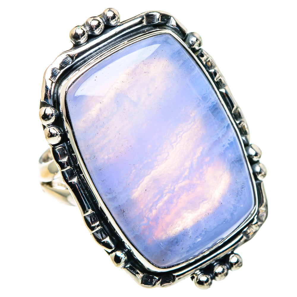 Blue Lace Agate Rings handcrafted by Ana Silver Co - RING93863