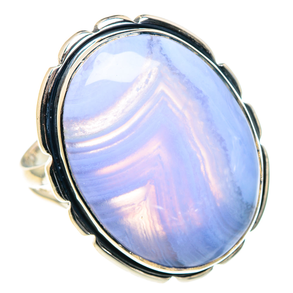 Blue Lace Agate Rings handcrafted by Ana Silver Co - RING93864